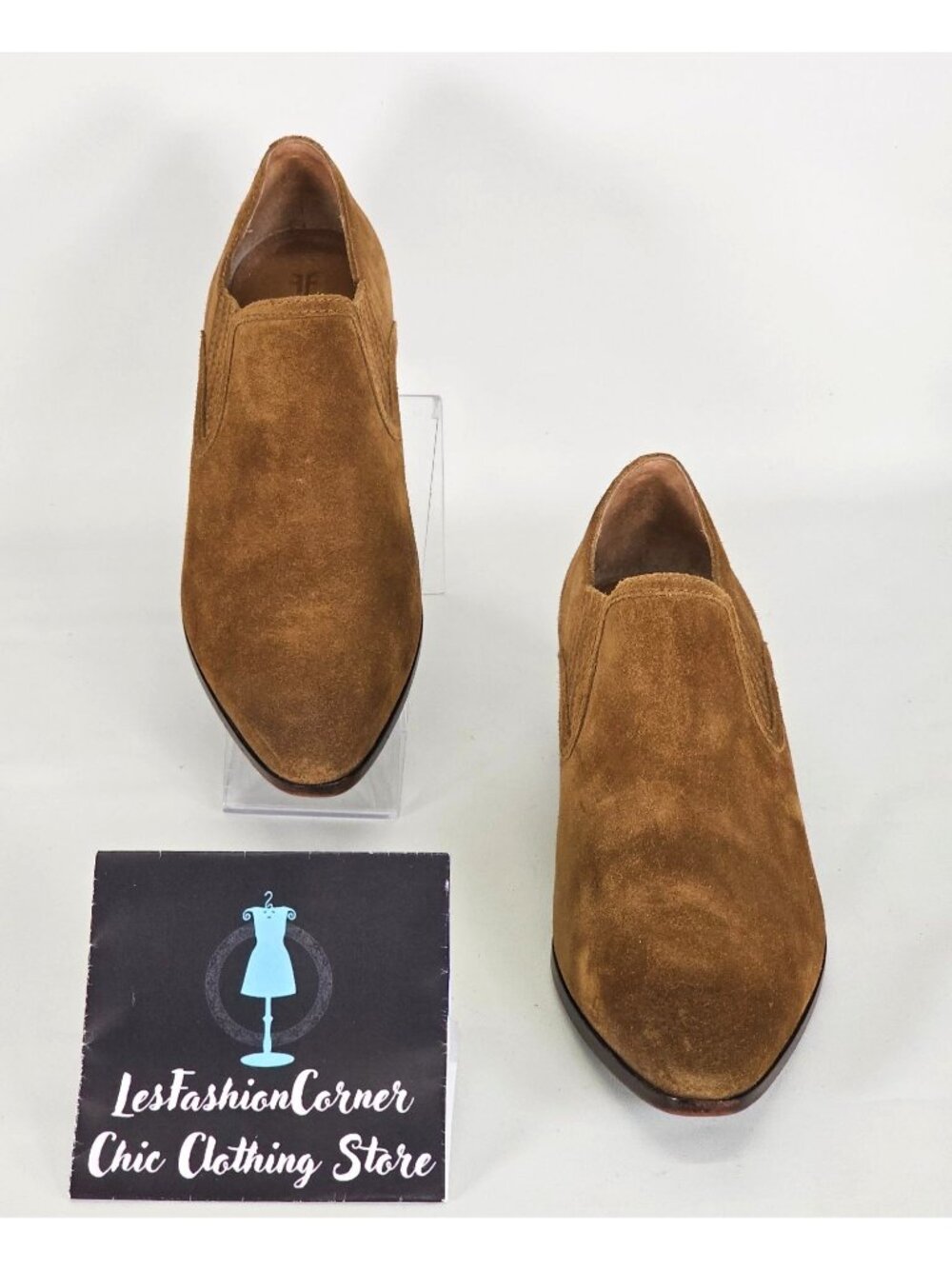 FRYE Eleanor Women's Brown Suede Leather Western Heel Ankle Boots Size 9 181 - Picture 3 of 16